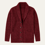Men's chunky knit cardigan with shawl collar and buttons