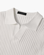 Men's short-sleeve ribbed polo shirt with open collar