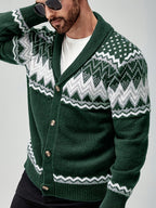 Men's Fair Isle shawl collar cardigan with buttons