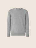 Men's grey crew neck jumper with long sleeves and ribbed trims