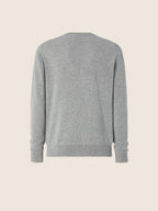 Men's grey crew neck jumper with long sleeves and ribbed trims