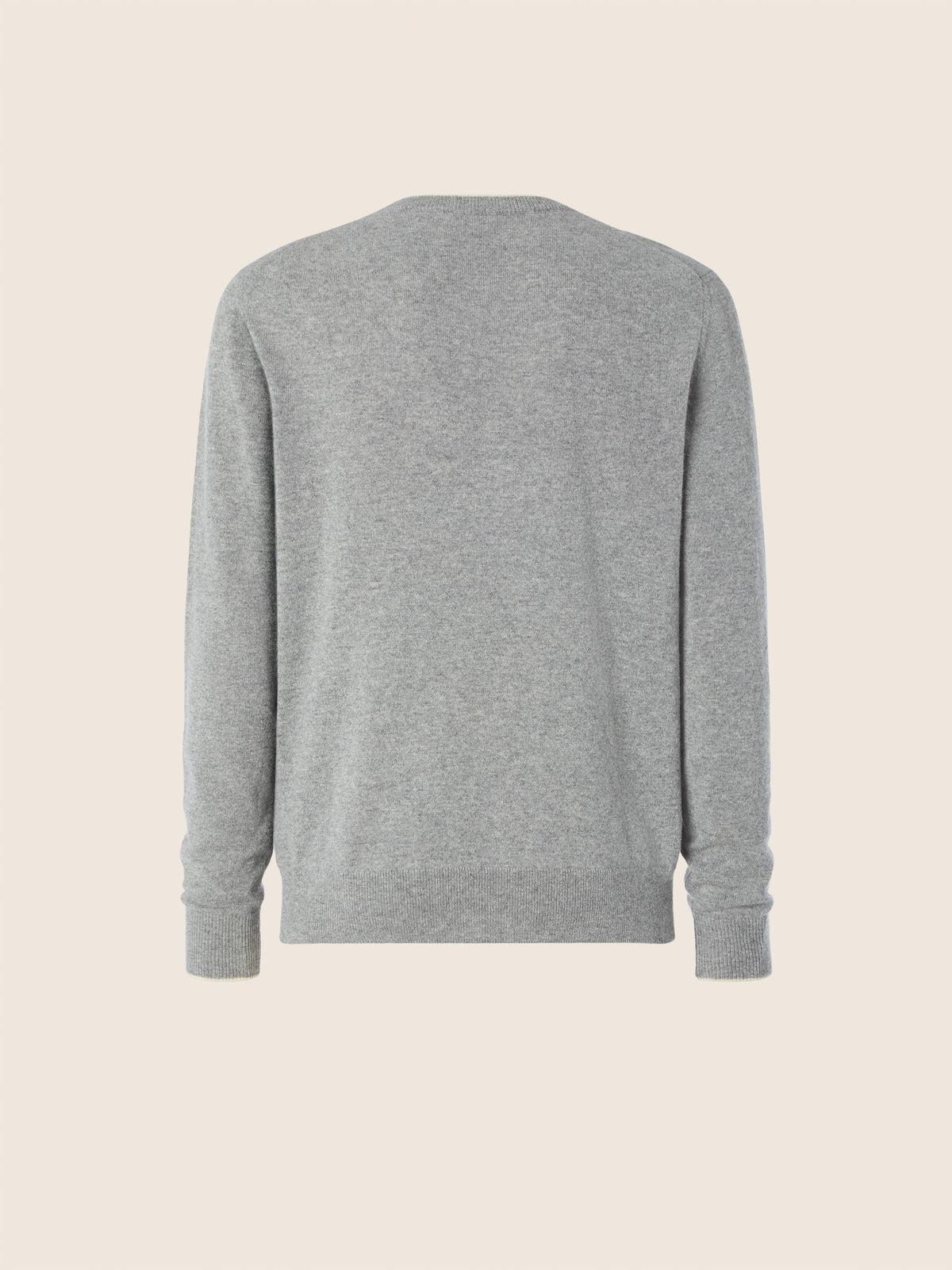 Men's grey crew neck jumper with long sleeves and ribbed trims
