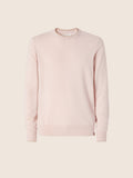 Men's pale pink crew neck jumper with long sleeves and ribbed trims