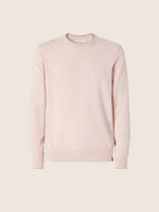 Men's pale pink crew neck jumper with long sleeves and ribbed trims