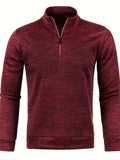 Men's textured half-zip jumper with stand collar and long sleeves