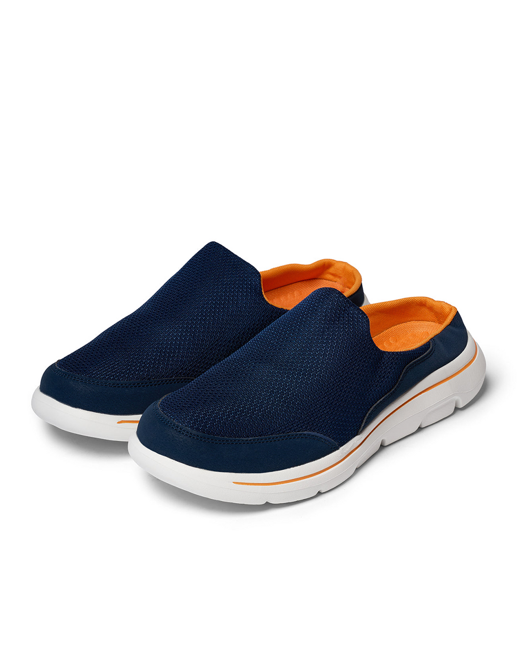 Unisex slip-on sneaker slides with textured upper and white segmented sole