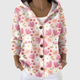 Women's pink floral hooded cardigan with button front and pockets