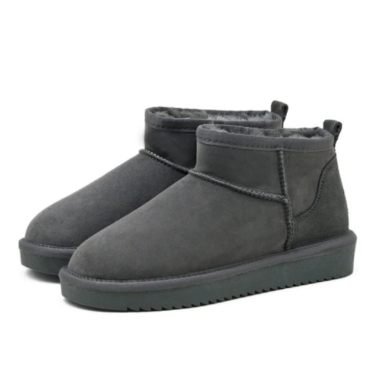 Women's mini ankle boots with round toes and textured soles