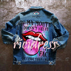 Women's graphic print jacket with colourful back artwork and long sleeves