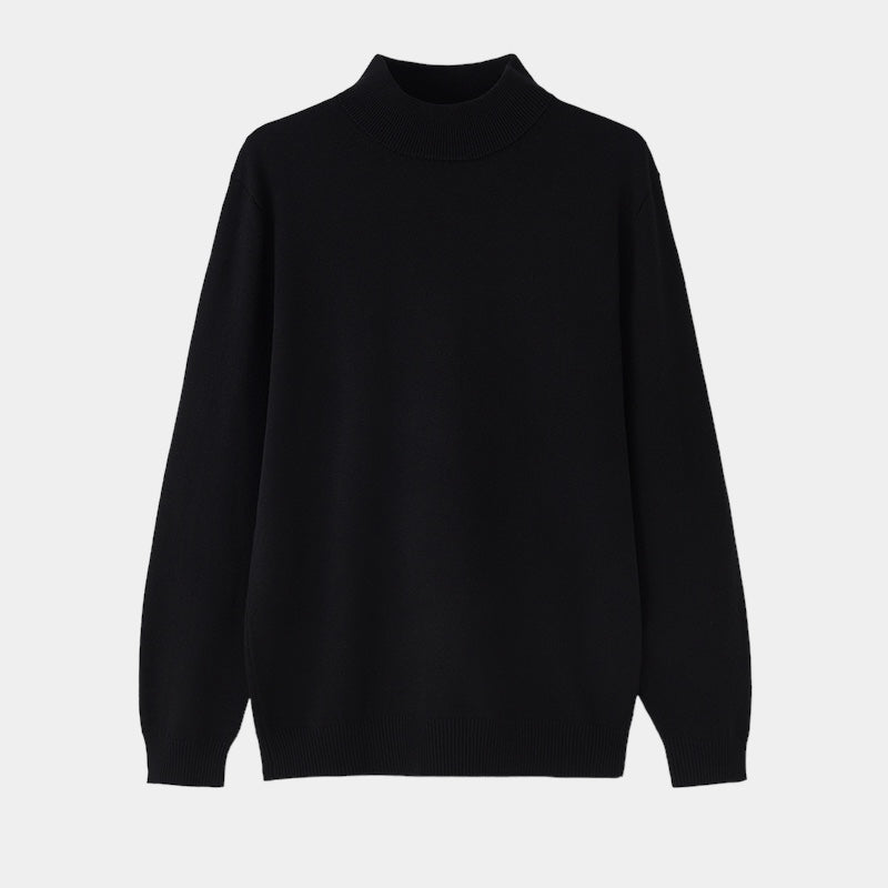 Plain mock neck sweater with long sleeves and ribbed trims