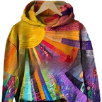 Women's multicolor artistic print hoodie with hood