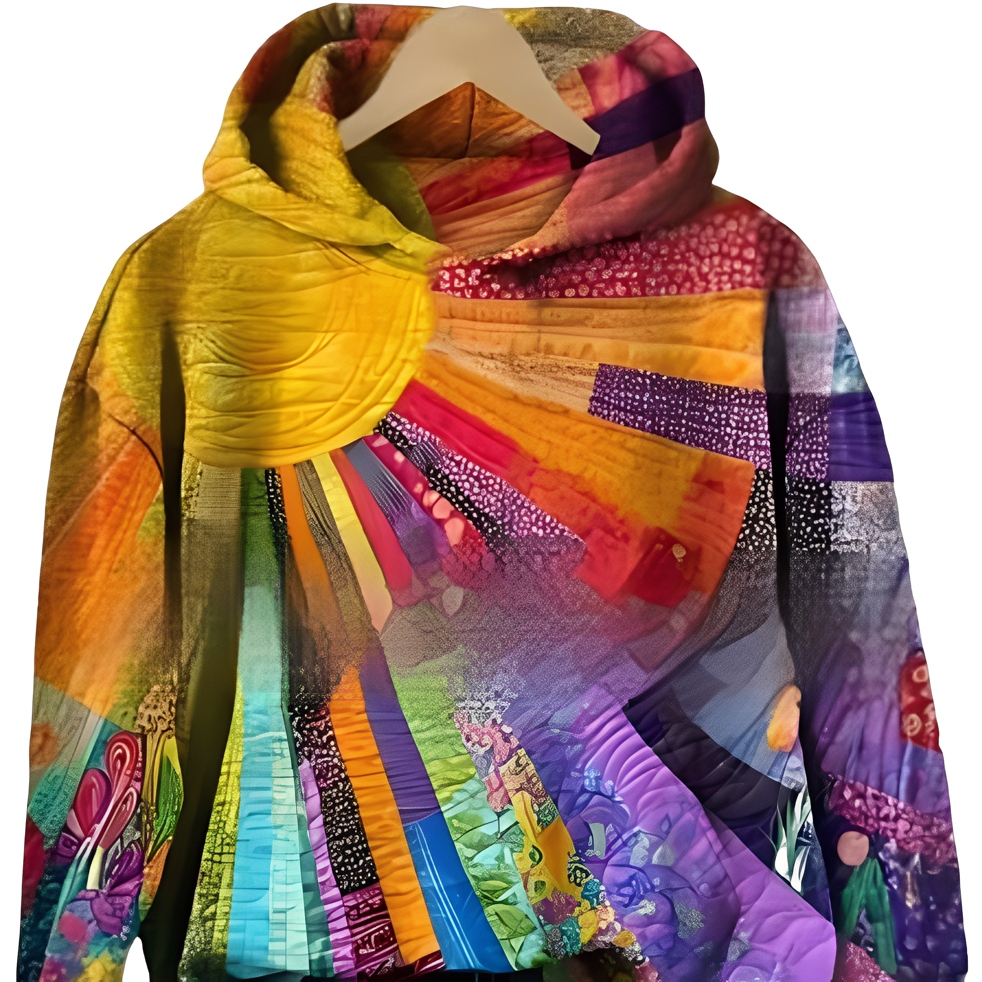 Women's multicolor artistic print hoodie with hood