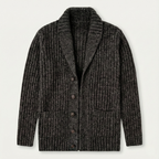 Men's chunky knit cardigan with shawl collar and buttons