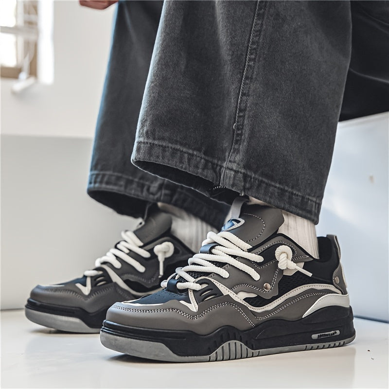 Men's geometric panelled lace-up trainers