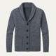 Men's textured knit cardigan with shawl collar, buttons and front patch pockets