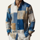 Men's colour block patchwork shirt with long sleeves