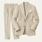Men's slim fit two piece suit with button blazer and long trousers