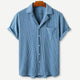 Men's short-sleeve knitted waffle shirt with notched collar and chest pocket
