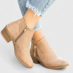 Women's ankle boots with side zipper and block heel