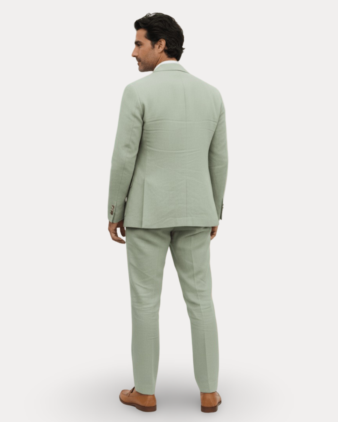Men's tailored two-piece suit with notch lapel jacket and matching trousers