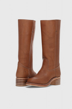 Women's tall classic boots with almond toes and low block heels
