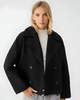 Women's short double-breasted trench coat with wide lapels