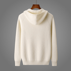 Men's textured hooded zip cardigan with long sleeves and front pockets