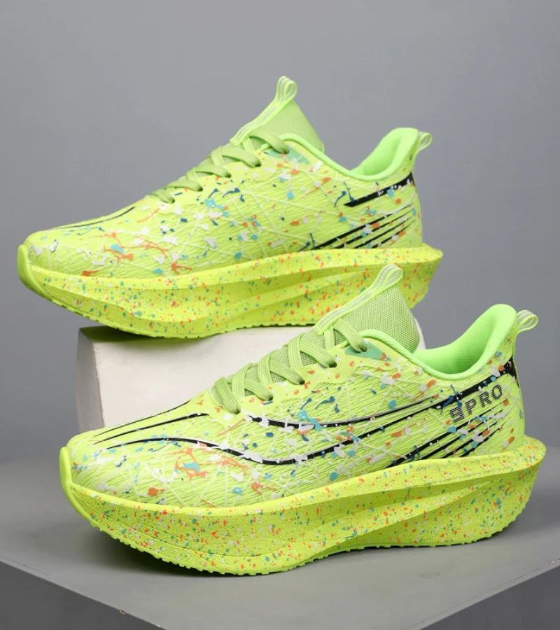 Women's abstract paint splatter platform lace-up sneakers