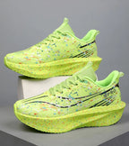 Women's abstract paint splatter platform lace-up sneakers