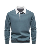 Men's polo sweater with contrast collar and long sleeves