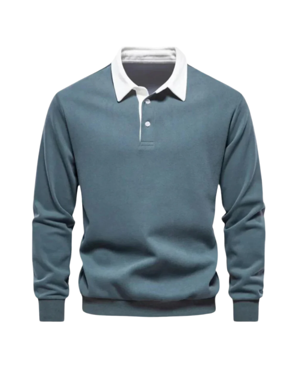 Men's polo sweater with contrast collar and long sleeves