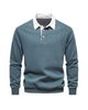 Men's polo sweater with contrast collar and long sleeves