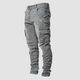 Men's skinny cargo jeans with utility pockets, distressed details and full-length legs