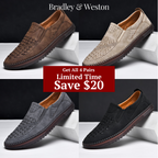 Men's perforated slip-on loafer with round toe and flat textured sole