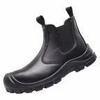 Women's Chelsea work boots with elastic panels and chunky lug soles