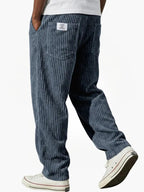 Men's straight-leg corduroy trousers with ribbed texture and pockets