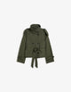 Women's belted trench jacket with high collar, long sleeves and front buttons