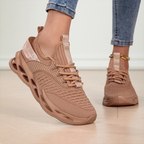 Women's multicolour lace-up sneakers with a sculpted sole and round toe
