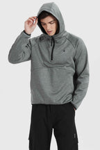 Men's half-zip hooded sweatshirt with long sleeves and kangaroo pocket