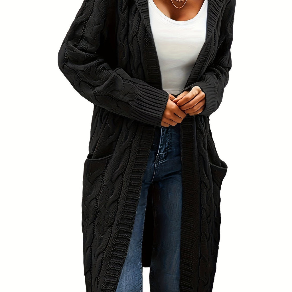 Women's knitted button-front cardigan with long sleeves