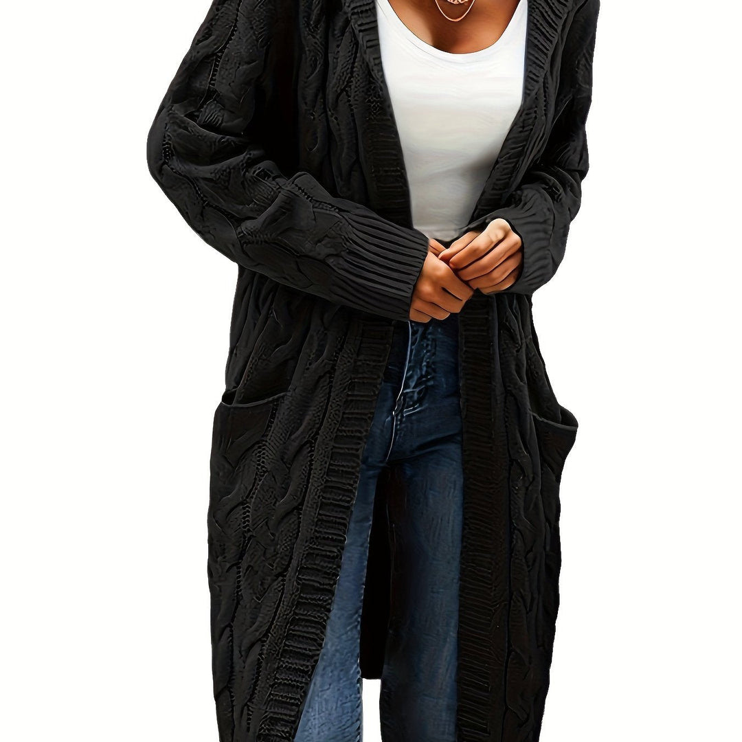 Women's knitted button-front cardigan with long sleeves