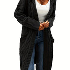 Women's knitted button-front cardigan with long sleeves