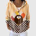 Women's multicolour hooded cardigan with stripes, polka dots and character motif