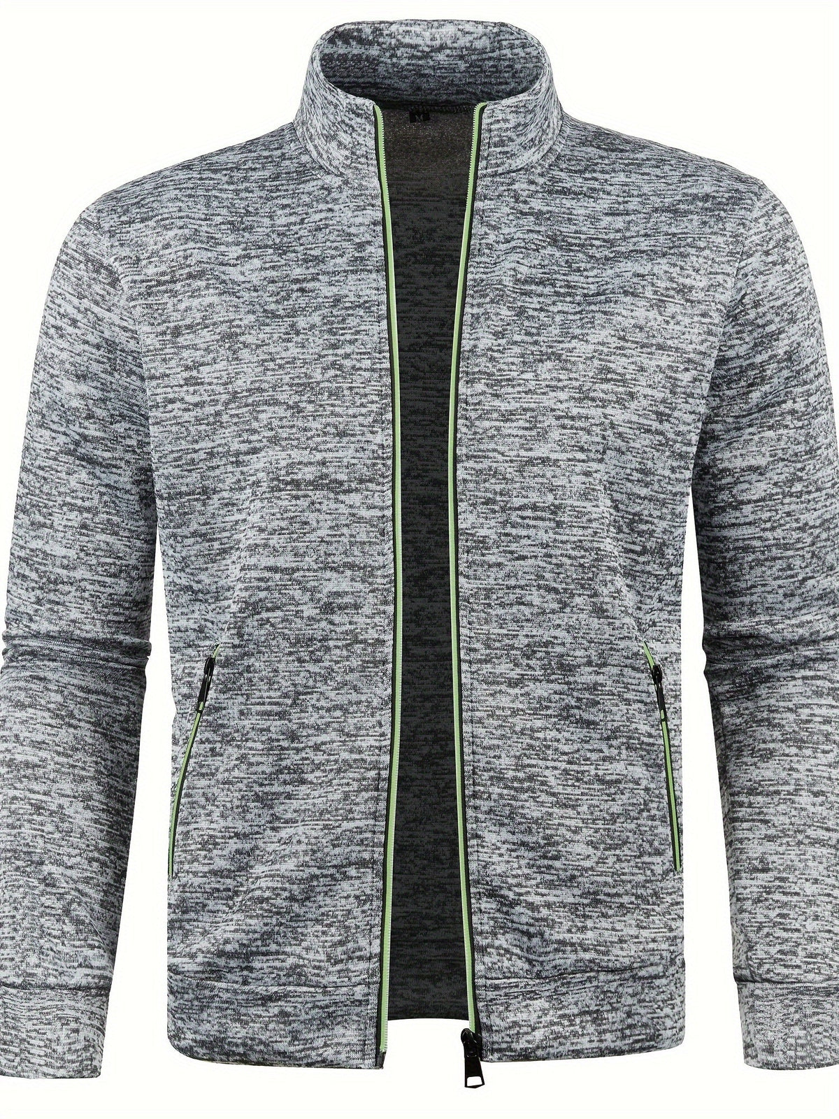 Men's textured zip-up cardigan with stand collar and zipped pockets