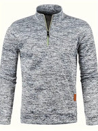 Men's textured half-zip jumper with stand collar and long sleeves