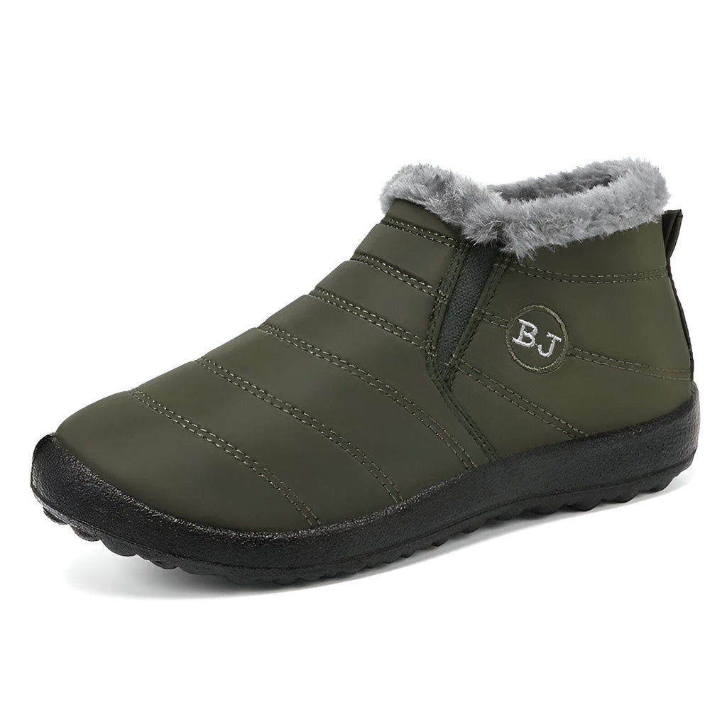 Women's high-top winter sneakers with faux fur collar and treaded sole