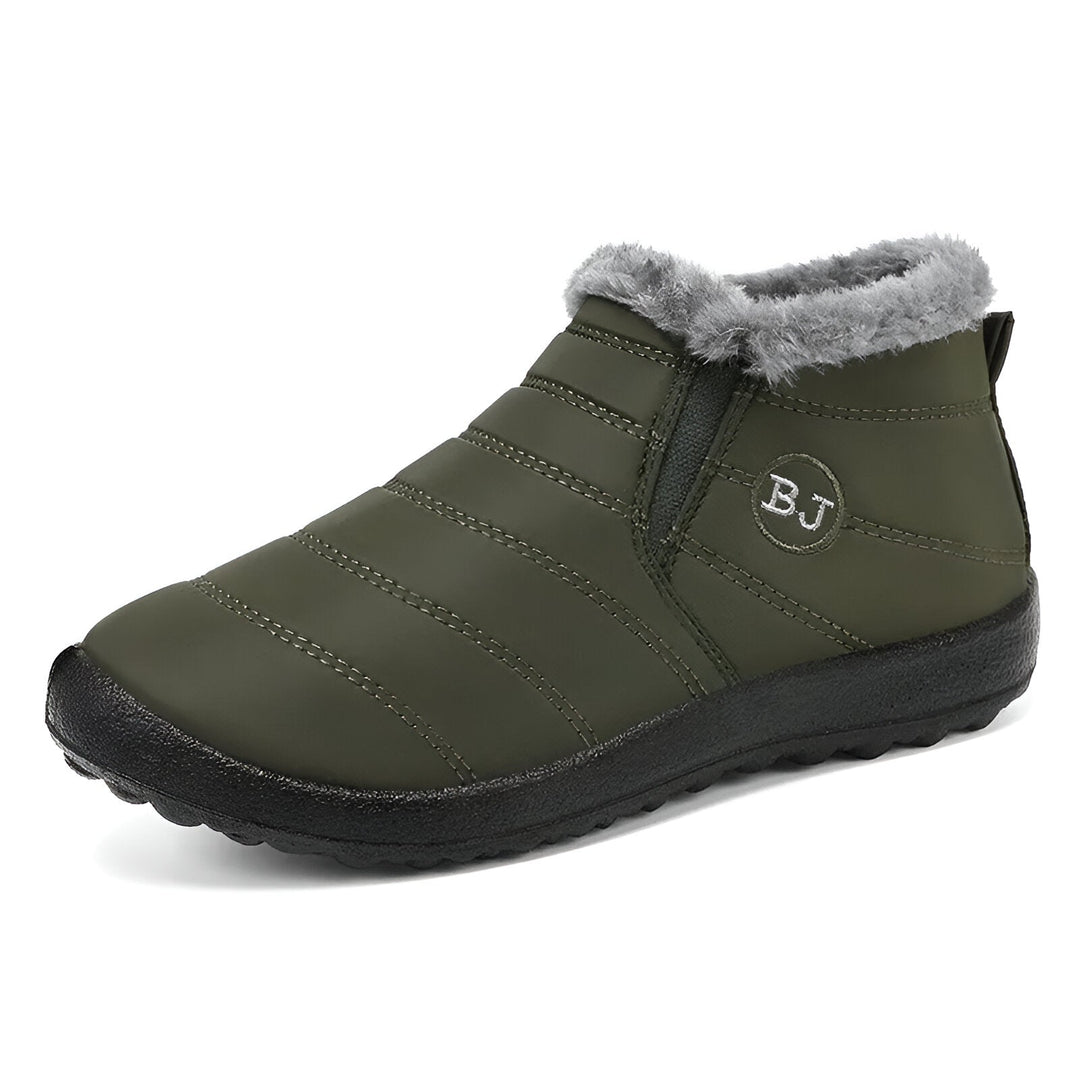 Women's high-top winter sneakers with faux fur collar and treaded sole