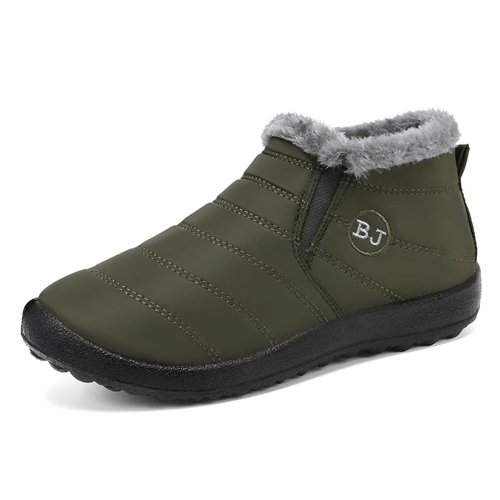 Women's high-top winter sneakers with faux fur collar and treaded sole