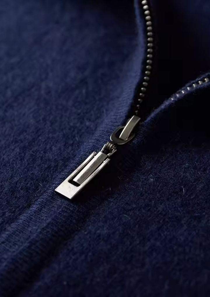Men's knit hooded tracksuit set with contrast stripes on the sleeves and legs
