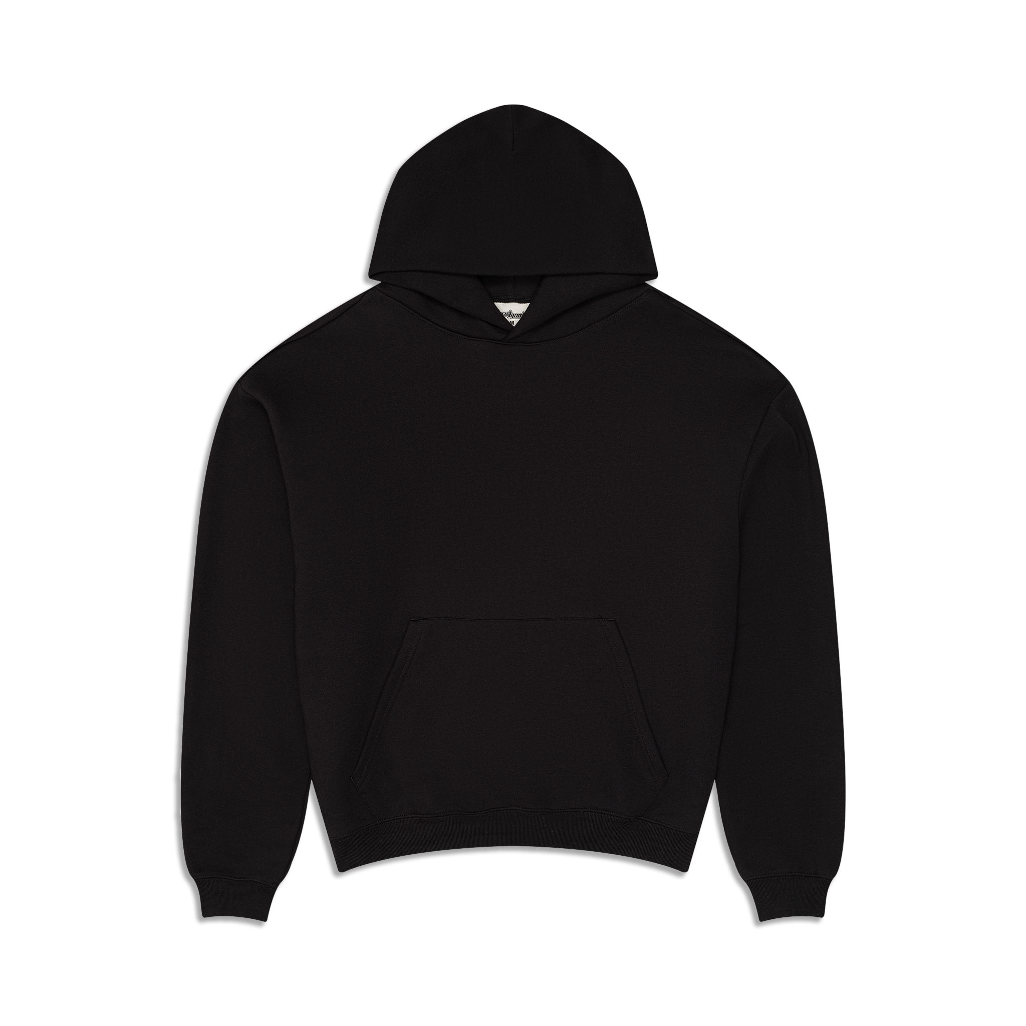 Men's black fleece hoodie with hood, long sleeves and kangaroo pocket